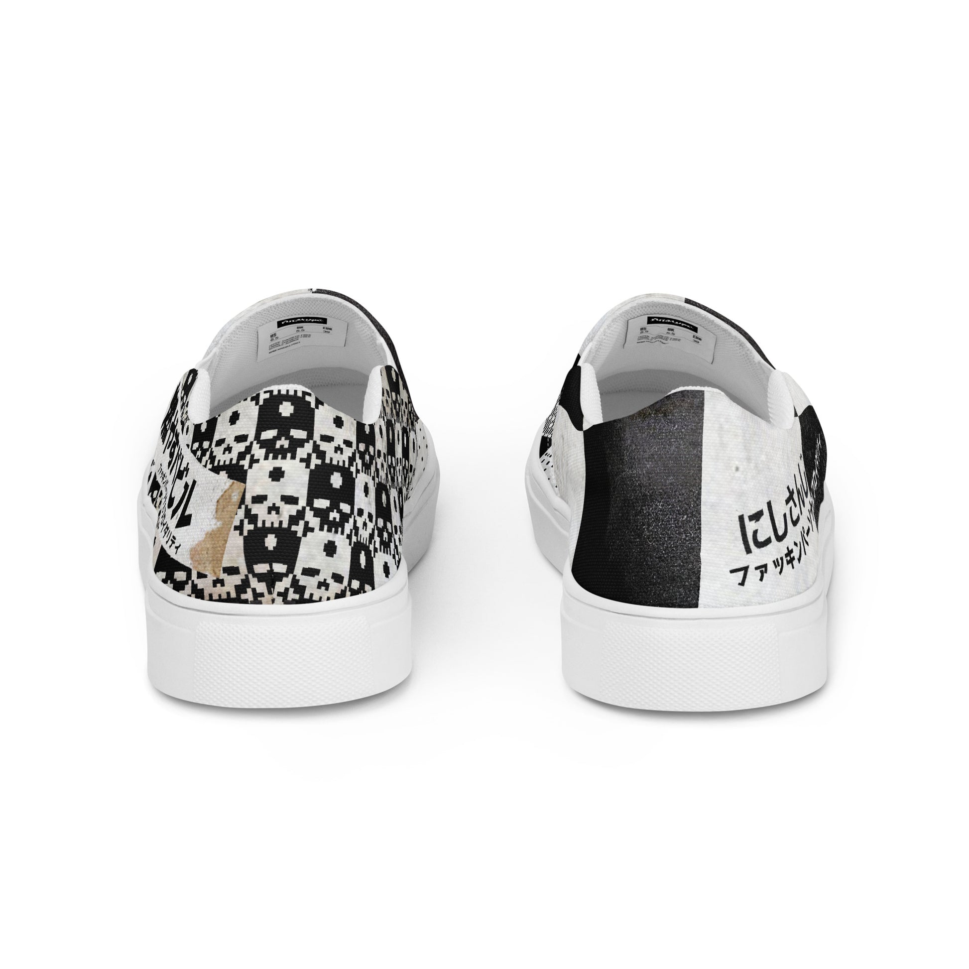 bABYLØn BUrNeR Shoes SLIP ONS, CHECK PATTERN, ANARCHY SIGN