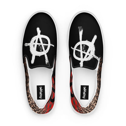 CrØØked NoSe Shoes SLIPON TARTAN AND LEOPARD SKIN PATTERN BIG ANARCHY SIGHN ANATYPE