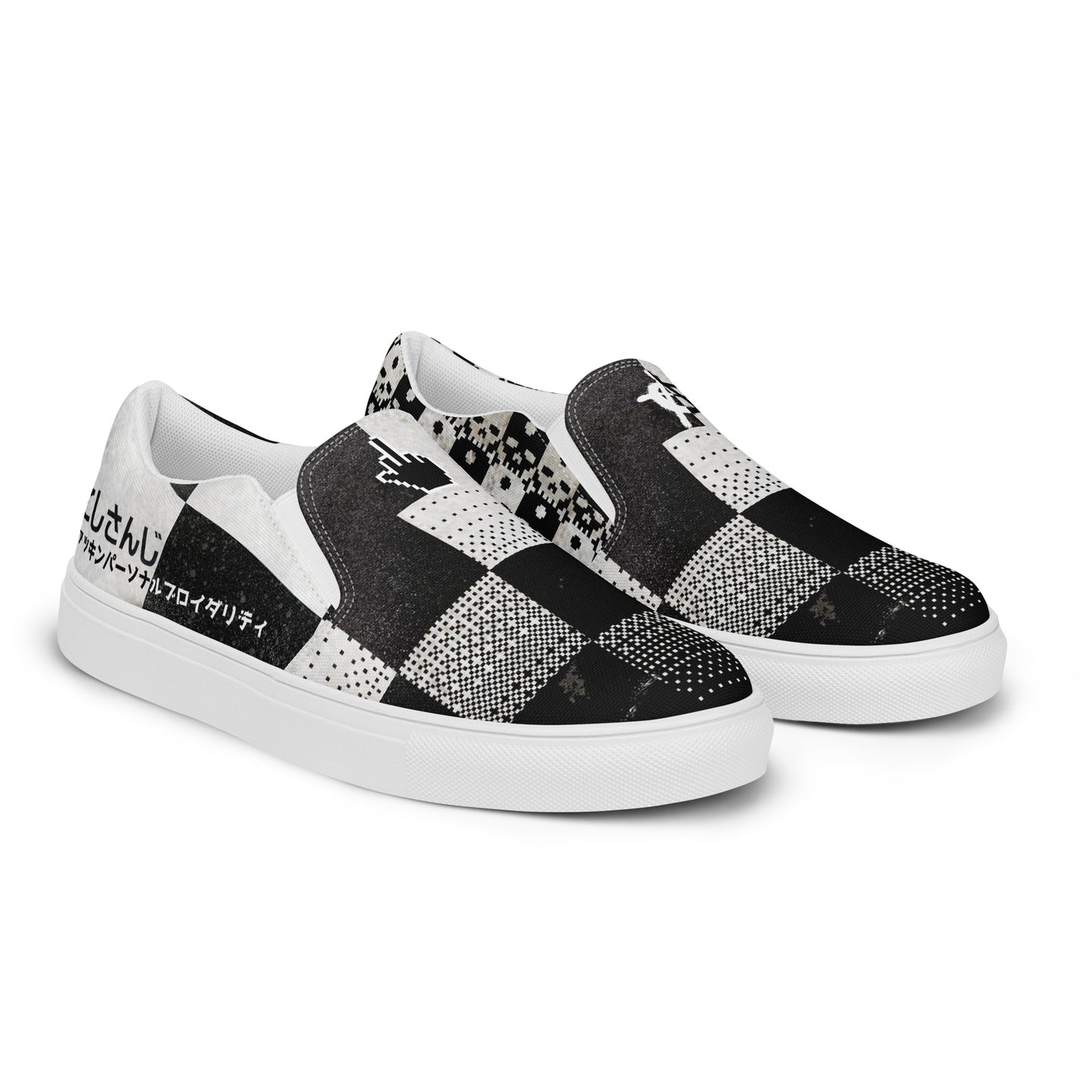 bABYLØn BUrNeR Shoes SLIP ONS, CHECK PATTERN, ANARCHY SIGN